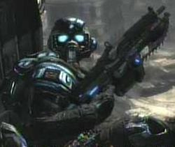 Here is a picture of Carmine in his COG armor in Gears of War.