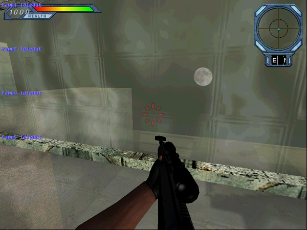 sniper in the glass walkway.